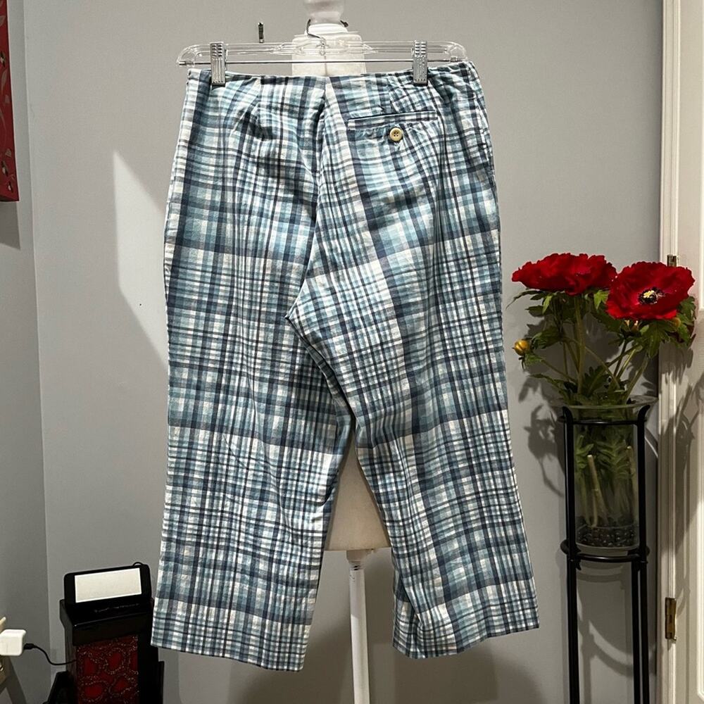 NEW Brooks Brothers 346 Preppy Cotton Poplin Plaid Y2K Capri Yacht Pants 6 NWOT - Picture 5 of 16